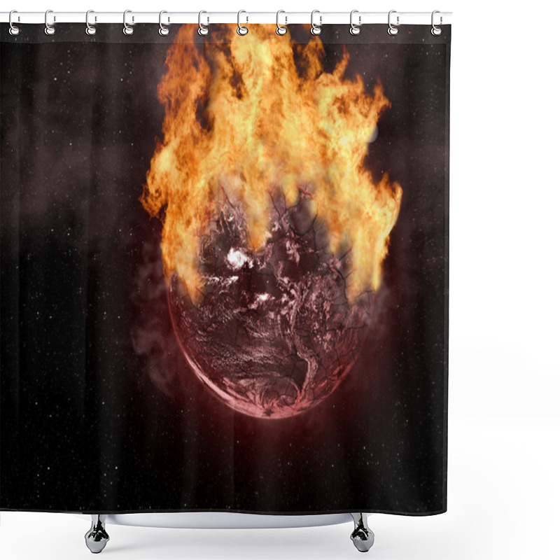 Personality  Planet On Fire Shower Curtains