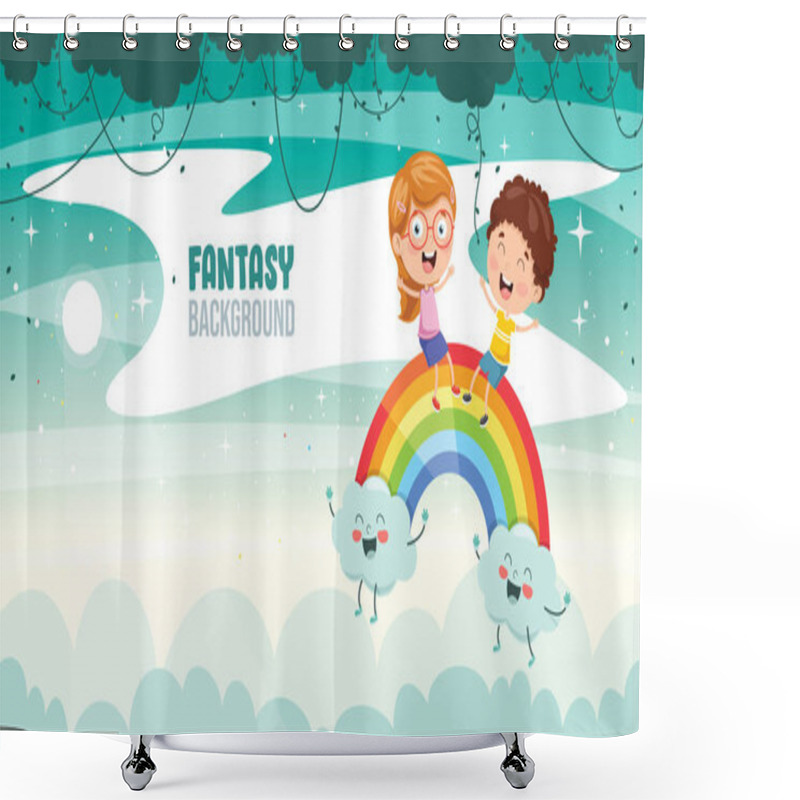 Personality  Vector Illustration Of Fantasy Landscape Shower Curtains