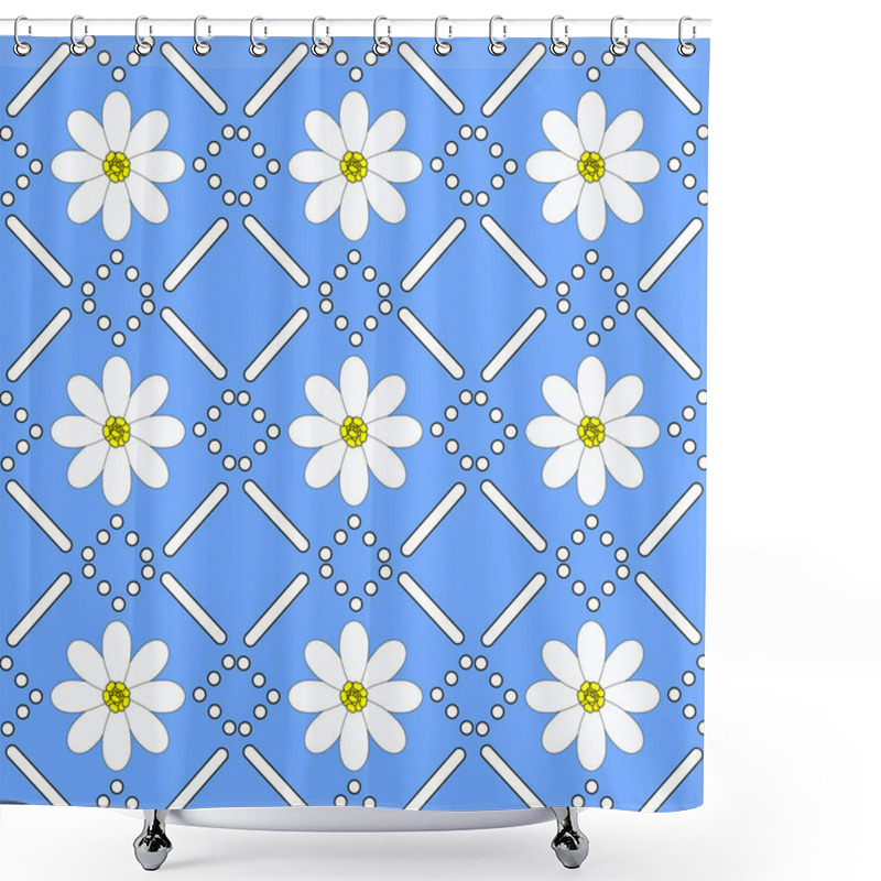 Personality  Seamless Pattern With Chamomiles Shower Curtains