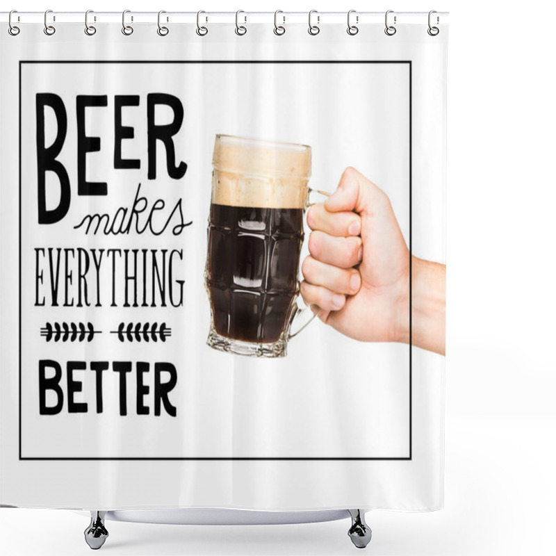 Personality  Person With Glass Of Dark Beer Shower Curtains