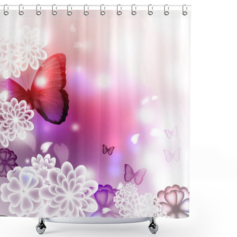 Personality  Blossoms And Butterflies Illustration Shower Curtains