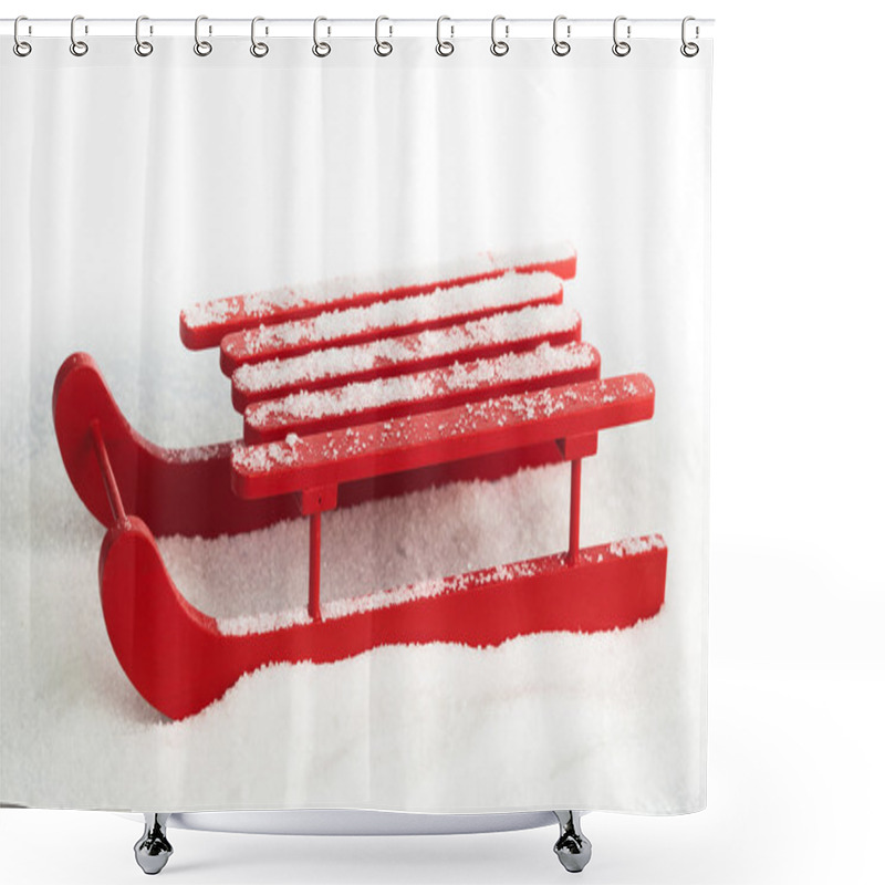 Personality  Wooden Red Sled Shower Curtains