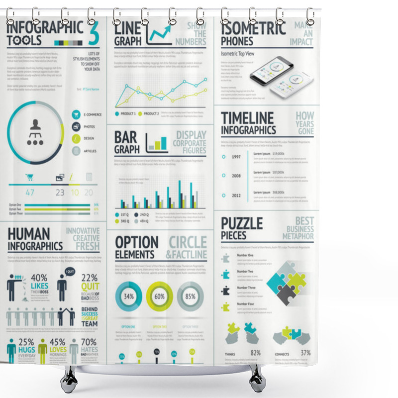 Personality  Business And Human Vector Infographic Element Big Set Collection Shower Curtains