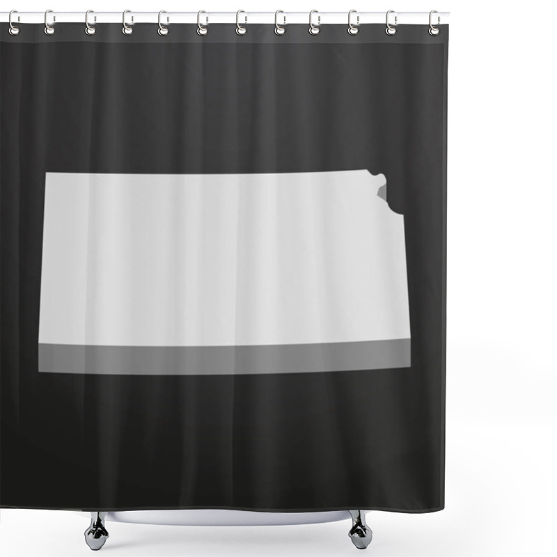 Personality  Kansas State Map In Gray On A Black Background 3d Shower Curtains