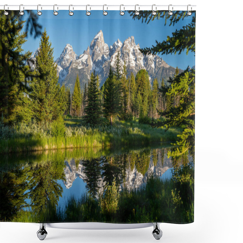 Personality  Schwabacher Landing In The Early Morning In Grand Teton National Park, With Mountain Reflections On The Water Creek Shower Curtains