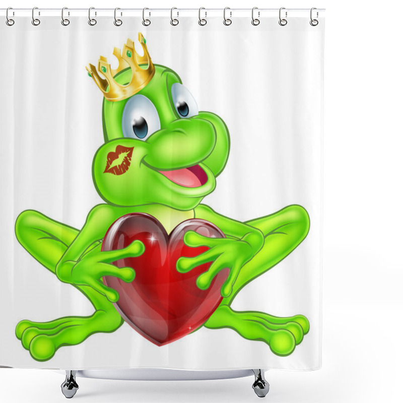 Personality  Frog Prince With Crown And Heart Shower Curtains