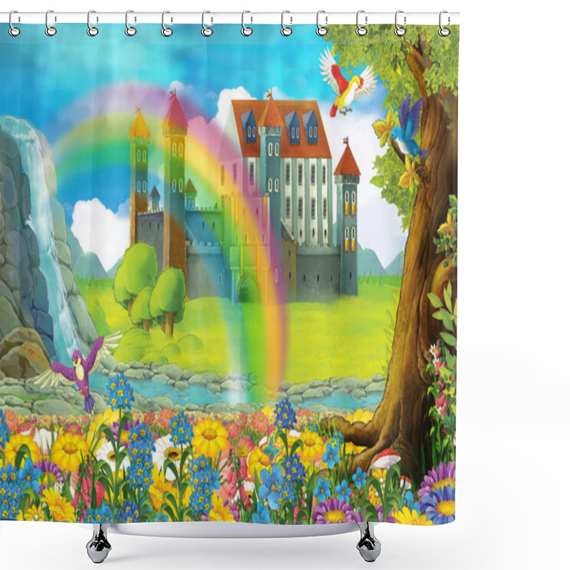 Personality  Cartoon Scene On A Castle  Shower Curtains