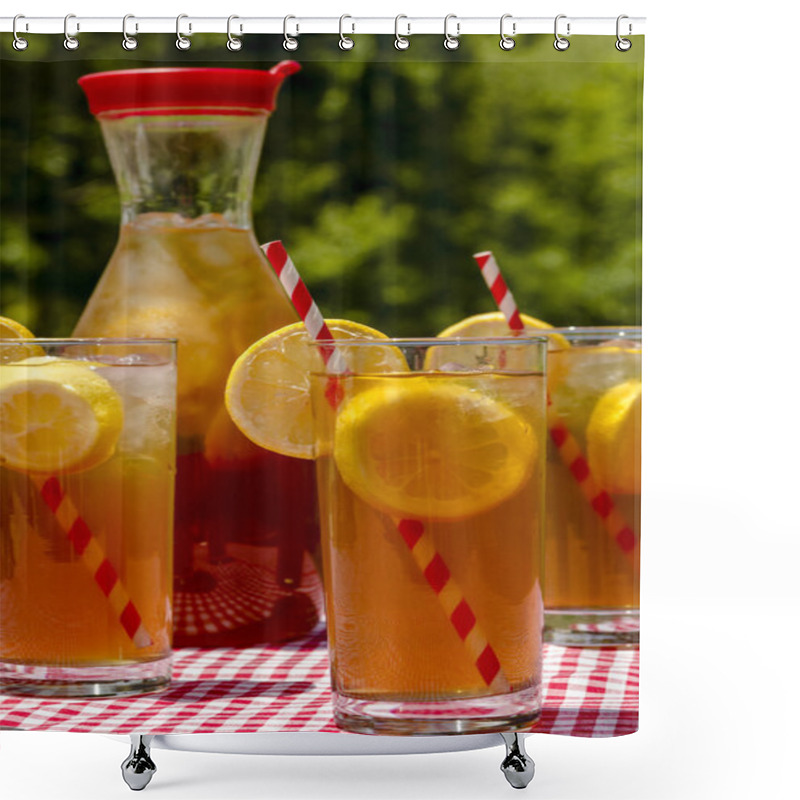 Personality  Fresh Brewed Ice Tea On The Patio Shower Curtains