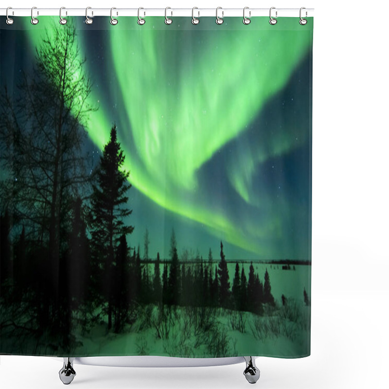 Personality  Nightsky Lit Up With Aurora Borealis, Northern Lights, Wapusk National Park, Manitoba, Canada. Shower Curtains