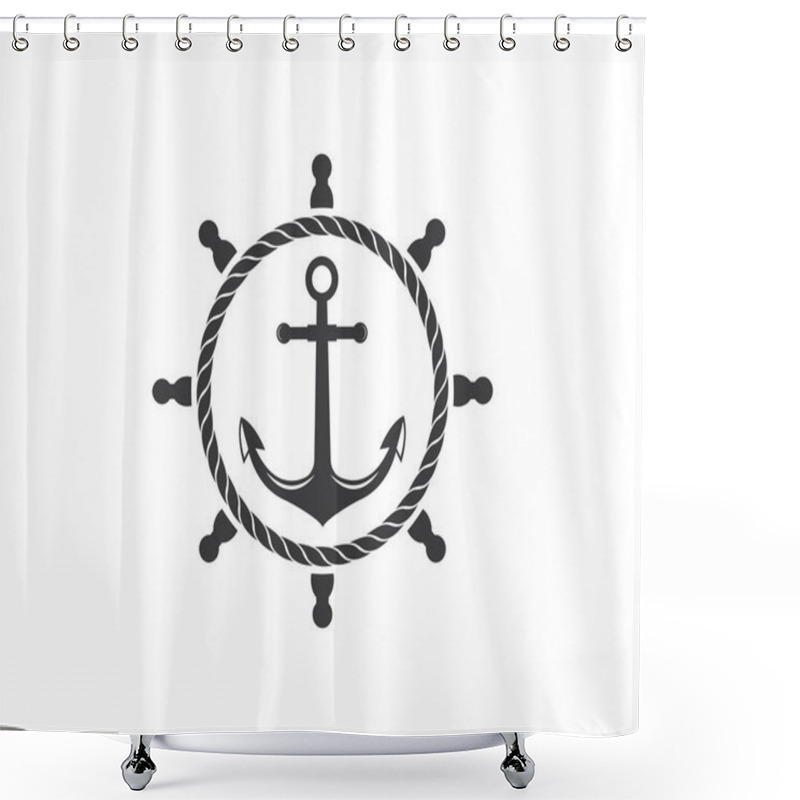 Personality  Nautical Vector Logo Icon Of Maritime Illustration Shower Curtains