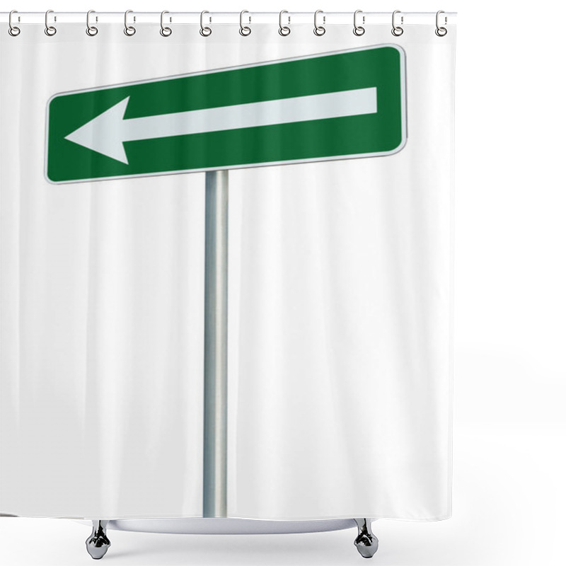 Personality  Left Traffic Route Only Direction Sign Turn Pointer, Green Isola Shower Curtains