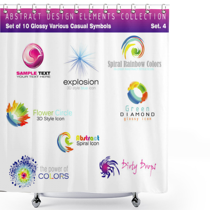 Personality  Design Elements - Set 4 Shower Curtains