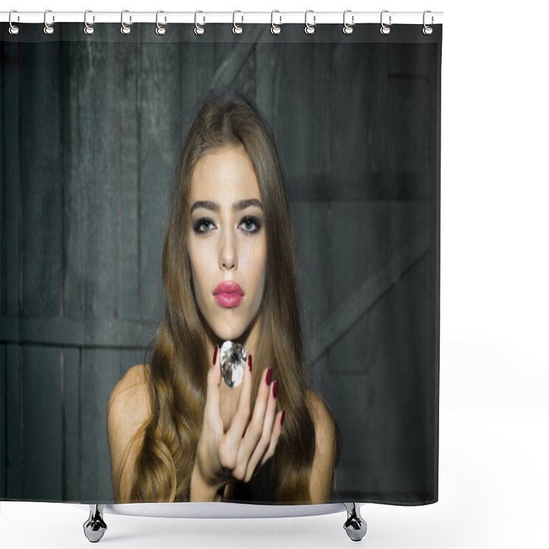 Personality  Pretty Woman With Precious Gem Shower Curtains