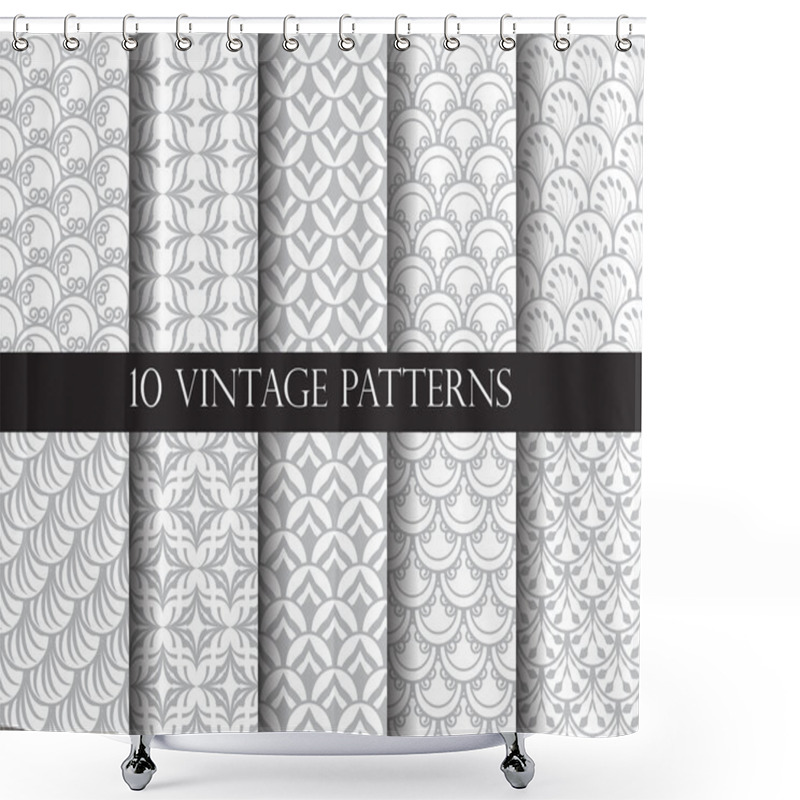 Personality  10 Different Classic Traditional Vector Patterns Shower Curtains