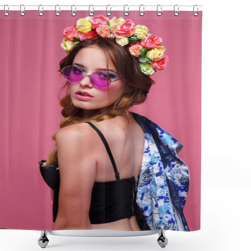 Personality  Beautiful Young Girl Shower Curtains