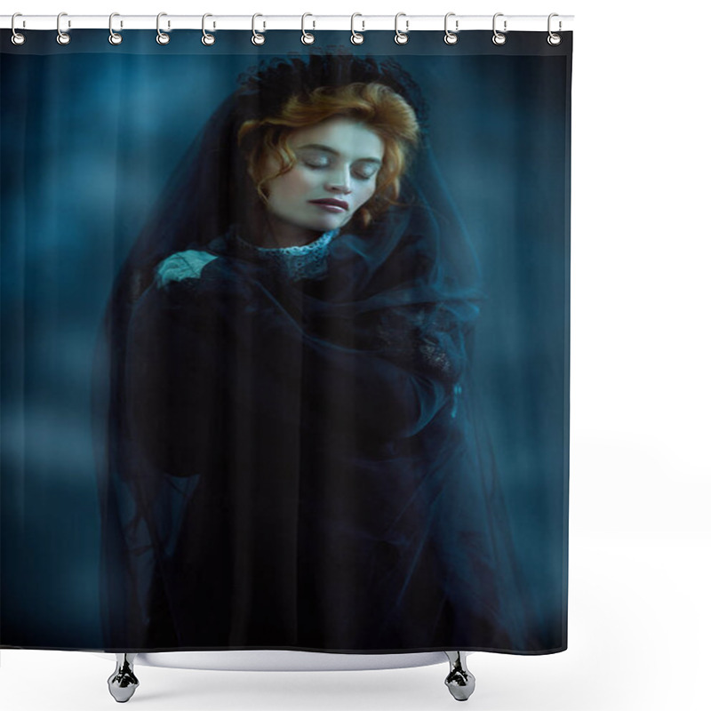 Personality  Woman In Mourning Shower Curtains