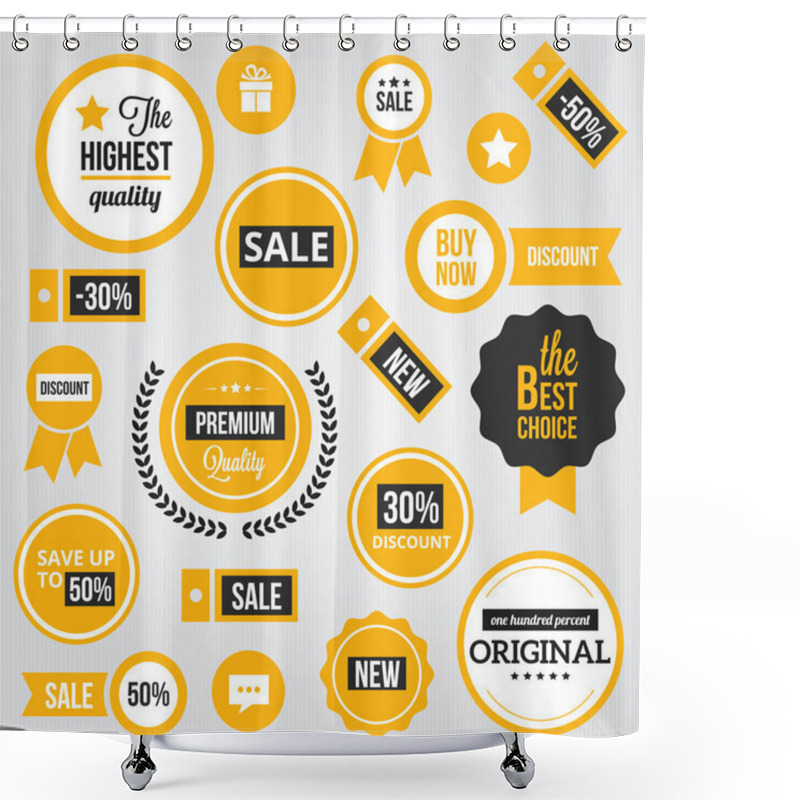 Personality  Vector Badges Labels And Stickers Set Yellow Shower Curtains