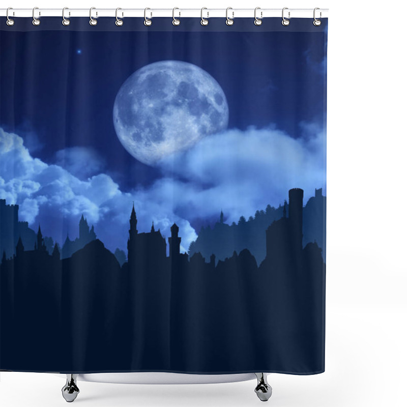 Personality  Medieval German Castle Under Full Moon Shower Curtains