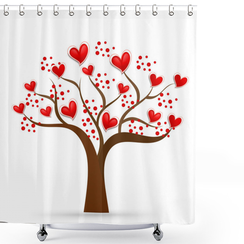 Personality  Tree Of Love Valentines Hearts Logo Shower Curtains