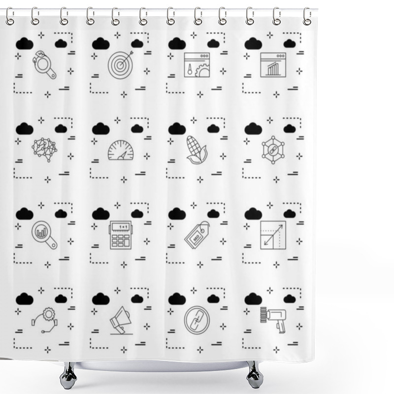 Personality  16 Different Icons For Mobile Application And Website, Vector Illustration  Shower Curtains