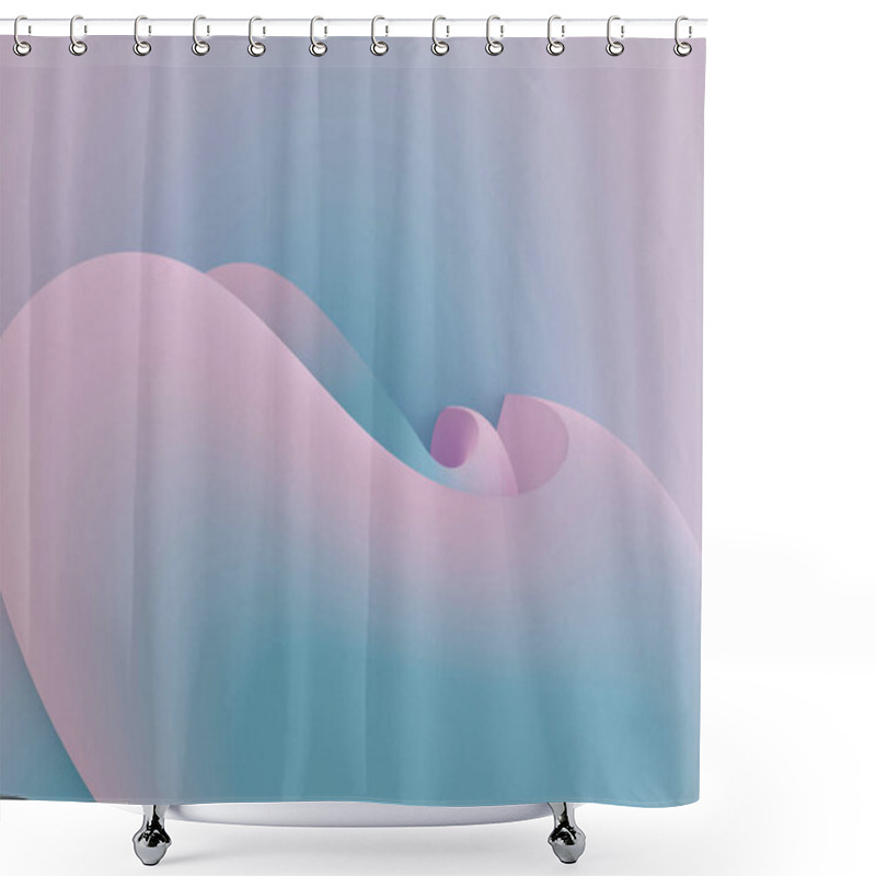 Personality  Soft Gradient Abstract Shapes In Pastel Pink And Blue Hues. Shower Curtains