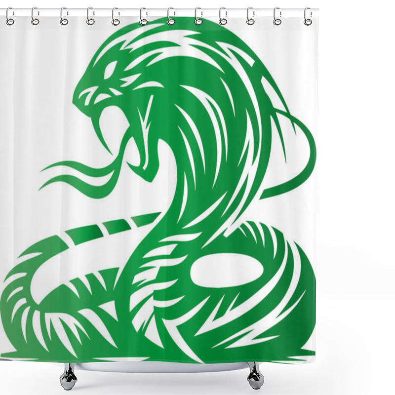 Personality  Cobra With Open Mouth And Sharp Fangs Stencil Abstract Graphics Shower Curtains