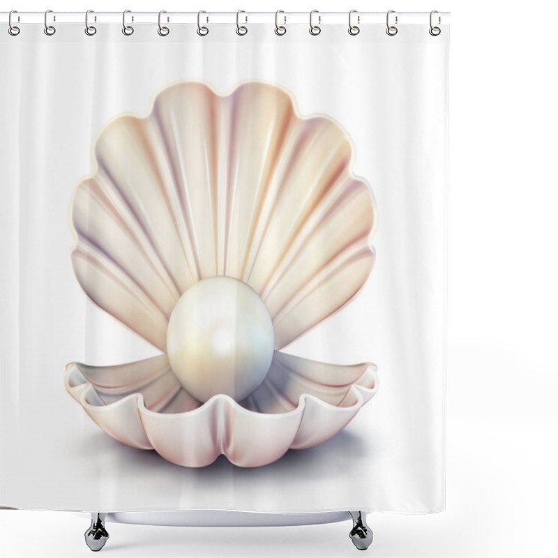 Personality  3d Pearl In Shell Shower Curtains