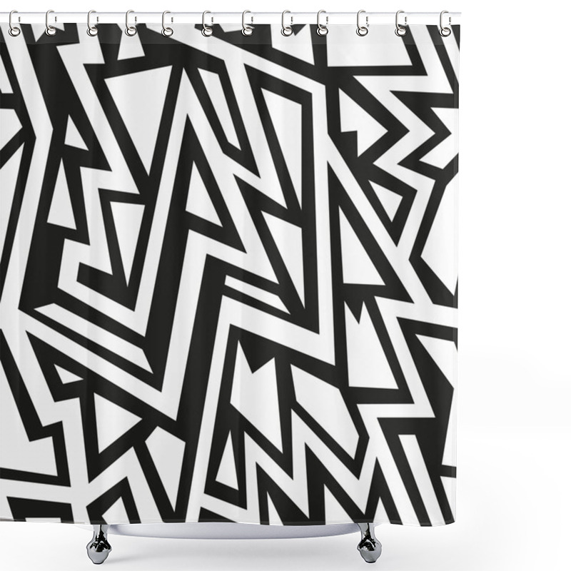 Personality  Monochrome Tribal Seamless Pattern Shower Curtains