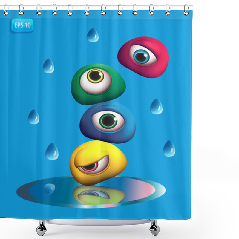 Personality  3D Monsters Eye - Rain Shower Curtains