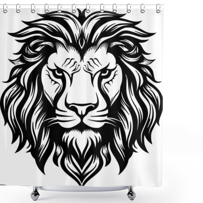 Personality  Lion - Minimalist And Flat Logo - Vector Illustration Shower Curtains