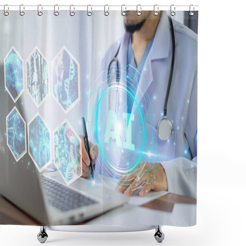 Personality  Doctors Utilize AI Technology To Analyze Patient Data And Improve Treatment Accuracy. AI Technology Assists Doctors In Diagnosing Diseases And Recommending Appropriate Treatments Using Real-time Data Shower Curtains