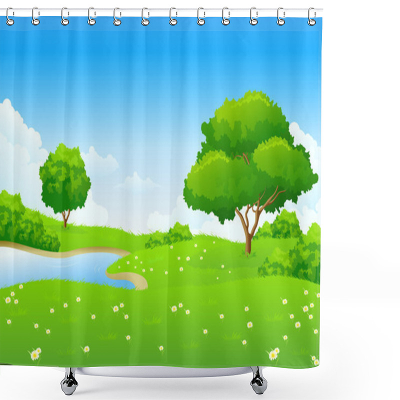 Personality  Green Landscape Shower Curtains