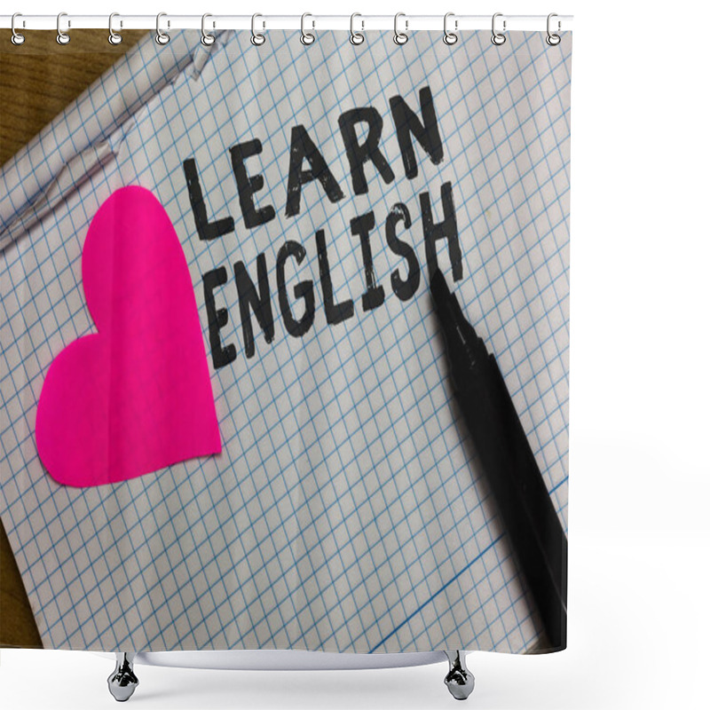 Personality  Text Sign Showing Learn English. Conceptual Photo Universal Language Easy Communication And Understand Squared Notebook Paper Ripped Sheets Marker Romantic Ideas Pink Heart. Shower Curtains