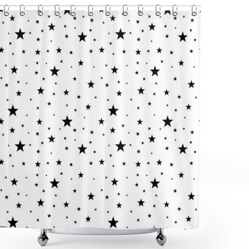 Personality  Stars Black And White Seamless Pattern. Vector Illustration. Shower Curtains