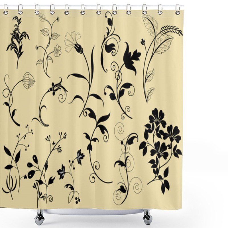 Personality  Lovely Conceptual Leaf With Elements Shower Curtains