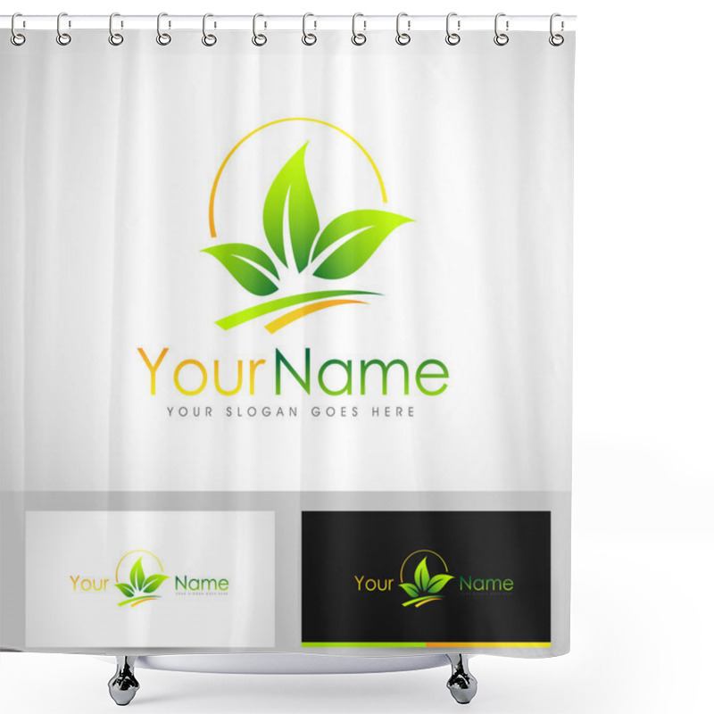 Personality  Leaf Logo Concept Shower Curtains