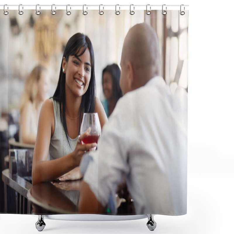 Personality  Man And Woman Dating At Restaurant Shower Curtains