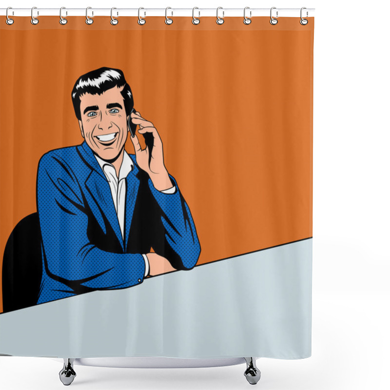 Personality  Businessman Speaking By Phone Shower Curtains