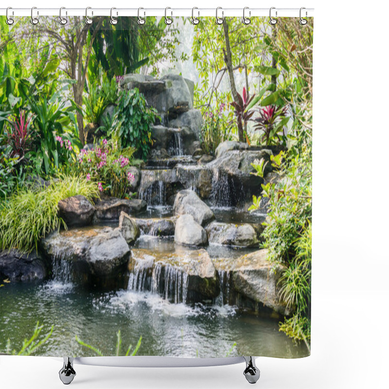 Personality  Water Fall In Garden Shower Curtains