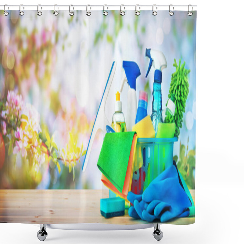 Personality  Cleaning Concept. Housecleaning, Hygiene, Spring, Chores, Cleani Shower Curtains