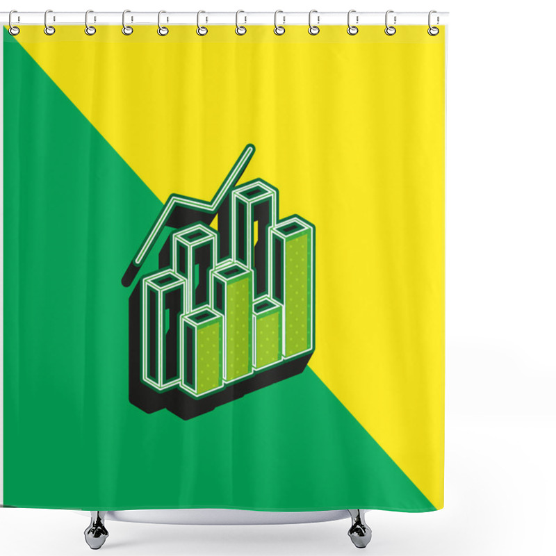 Personality  3d Data Analytics Dual Bars Graphic Green And Yellow Modern 3d Vector Icon Logo Shower Curtains