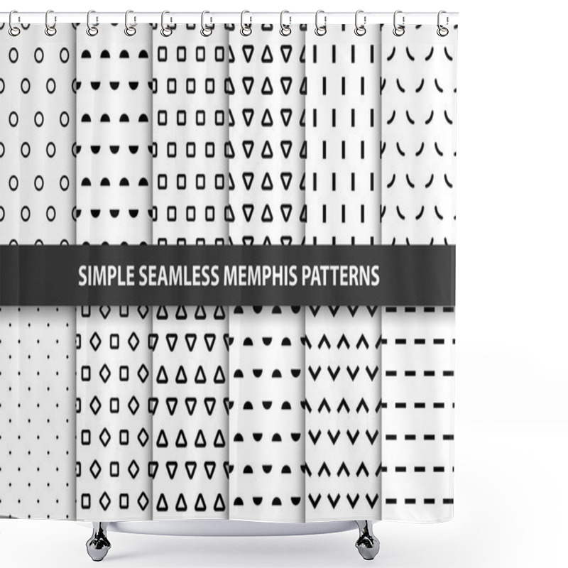 Personality  Collection Of Simple Seamless Geometric Patterns. Memphis Design. Shower Curtains