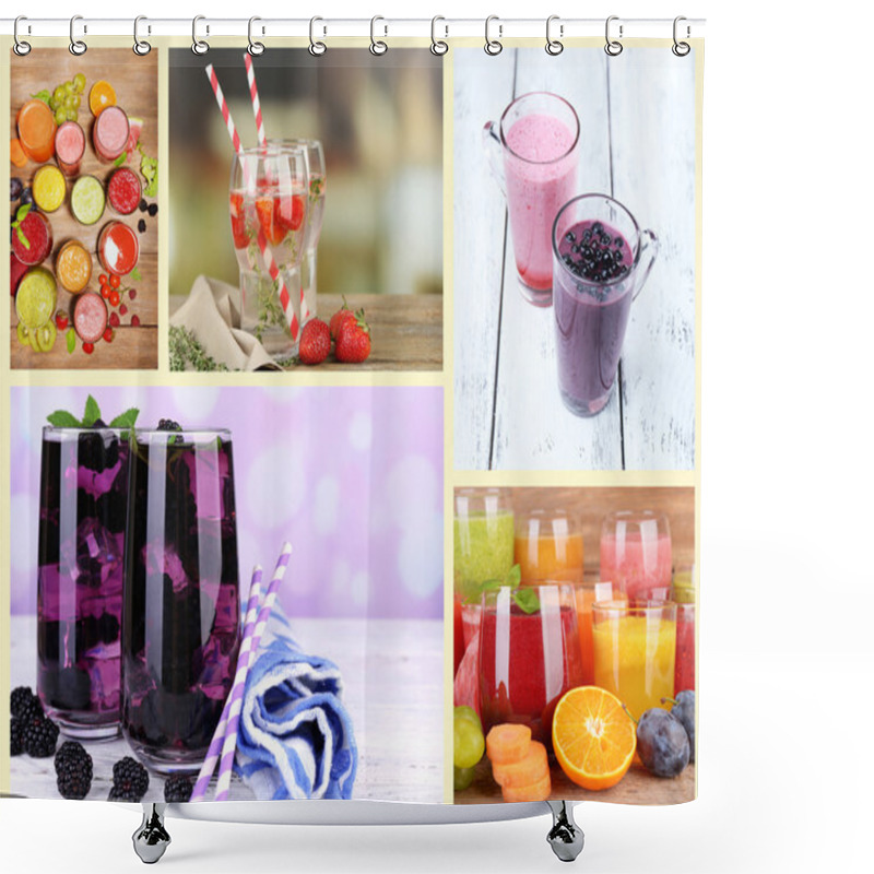 Personality  Collage Of Cold Summer Beverages Shower Curtains