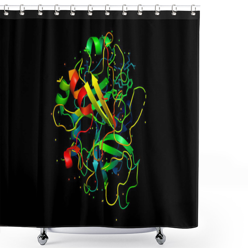 Personality  3D Model Of A Protein Molecule. Shower Curtains