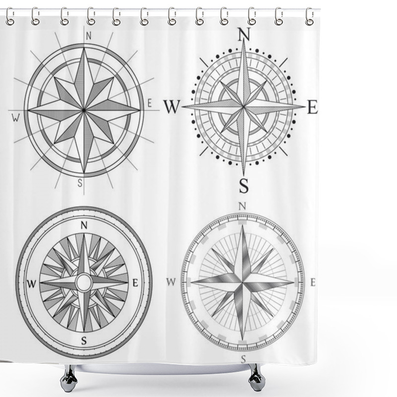 Personality  Set Illustration Of Artistic Compass. Shower Curtains