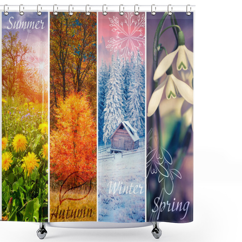 Personality  Set Of 4 Vertical Seasons Shower Curtains