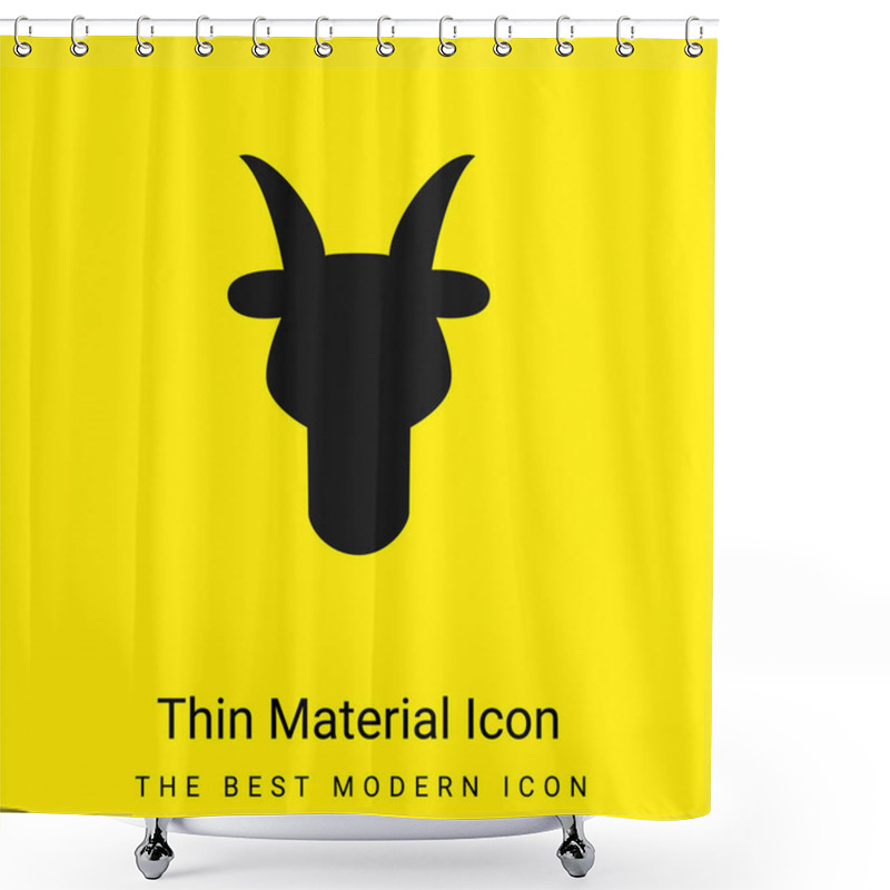 Personality  Aries Bull Head Front Shape Symbol Minimal Bright Yellow Material Icon Shower Curtains