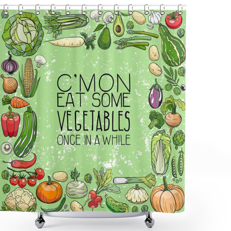 Personality  Different Vegetables Drawings Shower Curtains