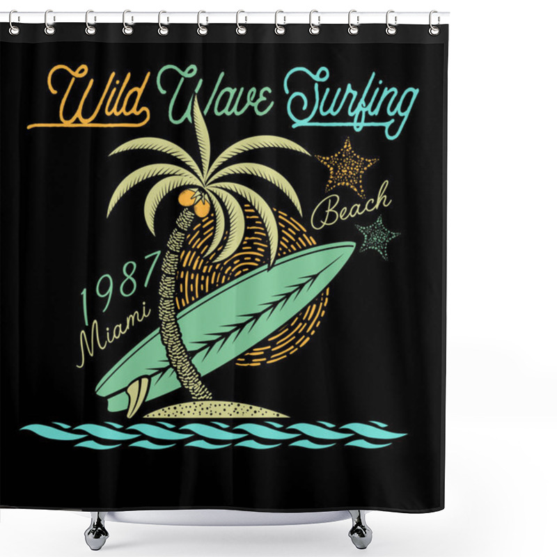 Personality  Wild Wave Surfing Poster Shower Curtains