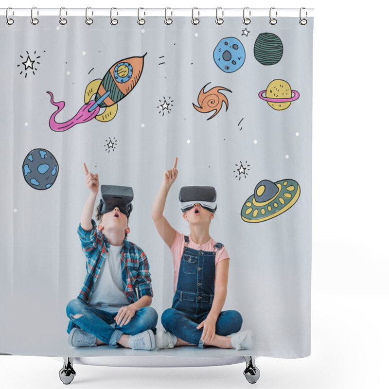 Personality  Children Using Virtual Reality Headsets Shower Curtains